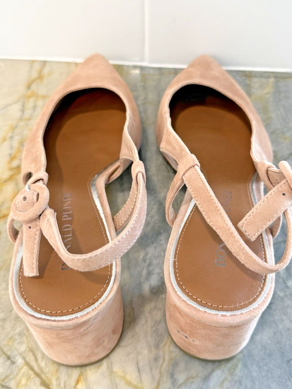 Donald Pliner Rosette Suede Slingback Heel Memory Foam Leather Insole Size 9.5 M - Picture 12 of 13